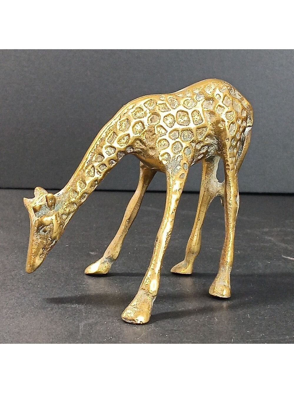Unpolished Brass Baby Giraffe Figurine 4 Inch X 3 Inch Adorable!